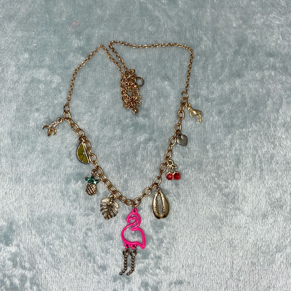 Flamingo charm necklace